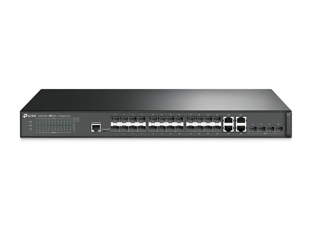Коммутатор JetStream 28-port Gigabit L2+ Managed Switch with 24-port PoE+, PoE budget up to 384W, support SDN