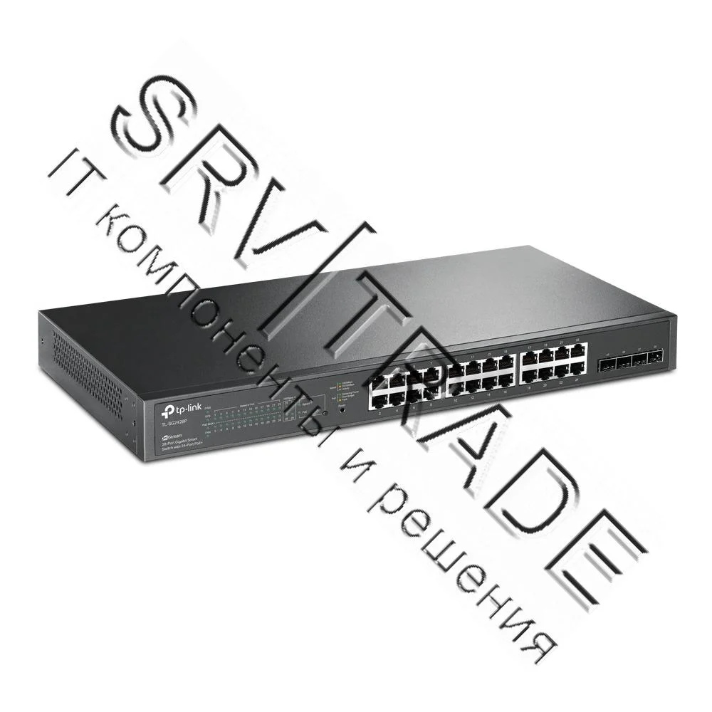 Коммутатор JetStream 28-port Gigabit L2+ Managed Switch with 24-port PoE+, PoE budget up to 384W, support SDN