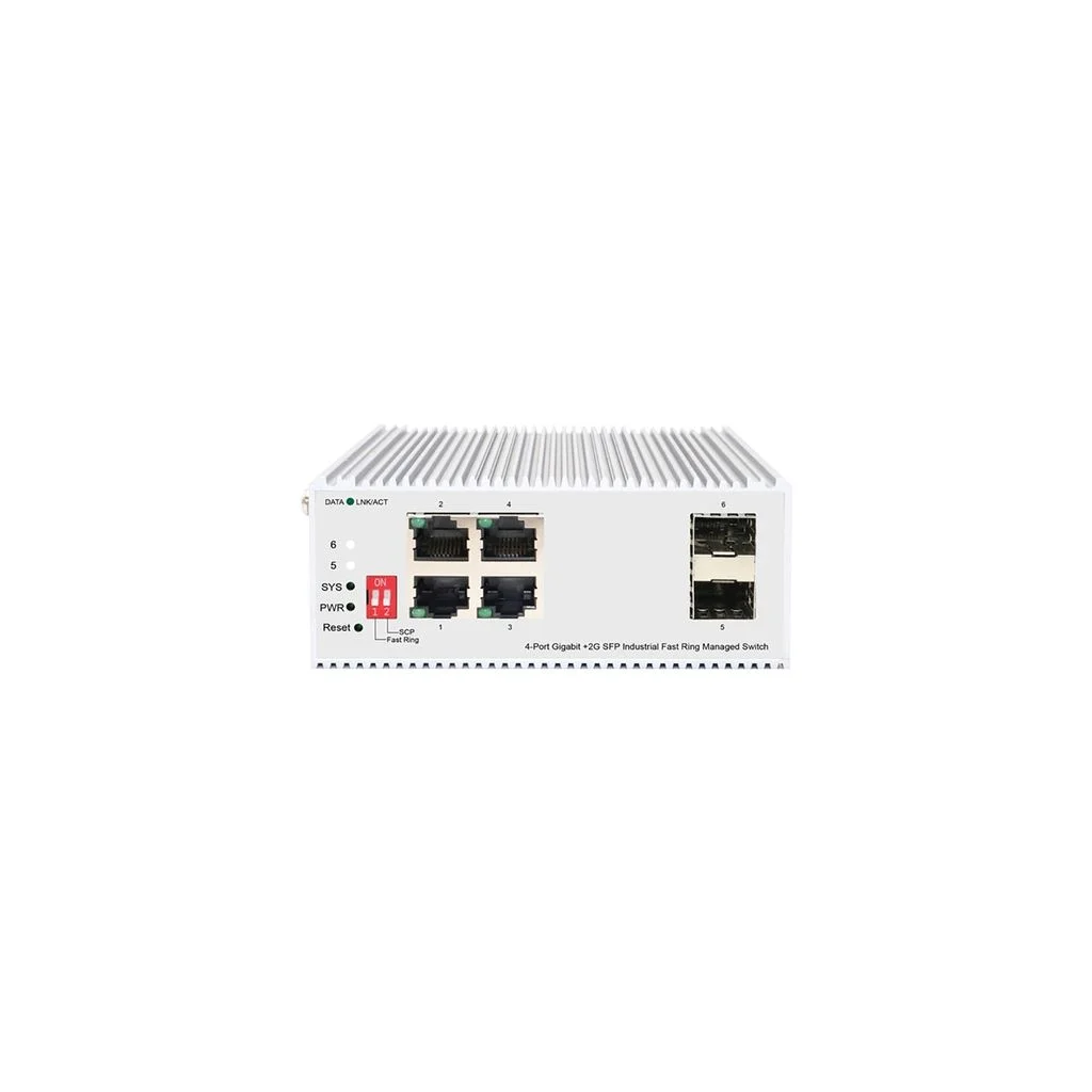 Коммутатор Managed L2 Industrial Fast Ring Switch 4x1000Base-T, 2x1000Base-X SFP, Surge 4KV, -40 to 75°C