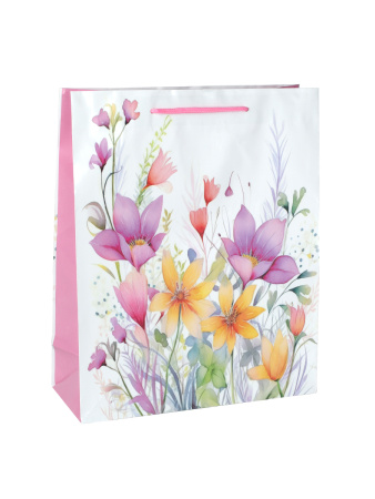 Пакет подарочный 18x24x7см Цветы / 343S /уп 12/1500/микс/128г/м2