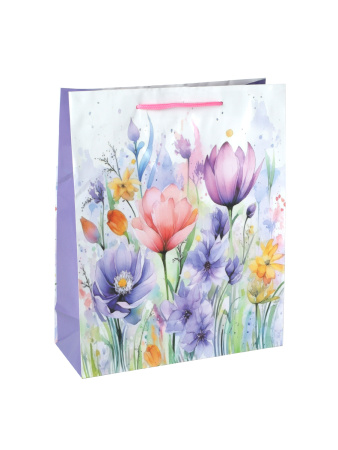 Пакет подарочный 18x24x7см Цветы / 343S /уп 12/1500/микс/128г/м2