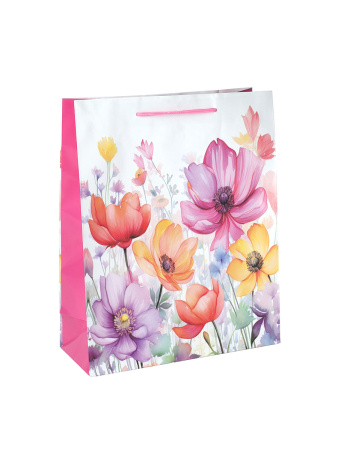 Пакет подарочный 18x24x7см Цветы / 343S /уп 12/1500/микс/128г/м2