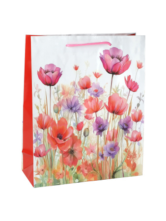 Пакет подарочный 18x24x7см Цветы / 343S /уп 12/1500/микс/128г/м2