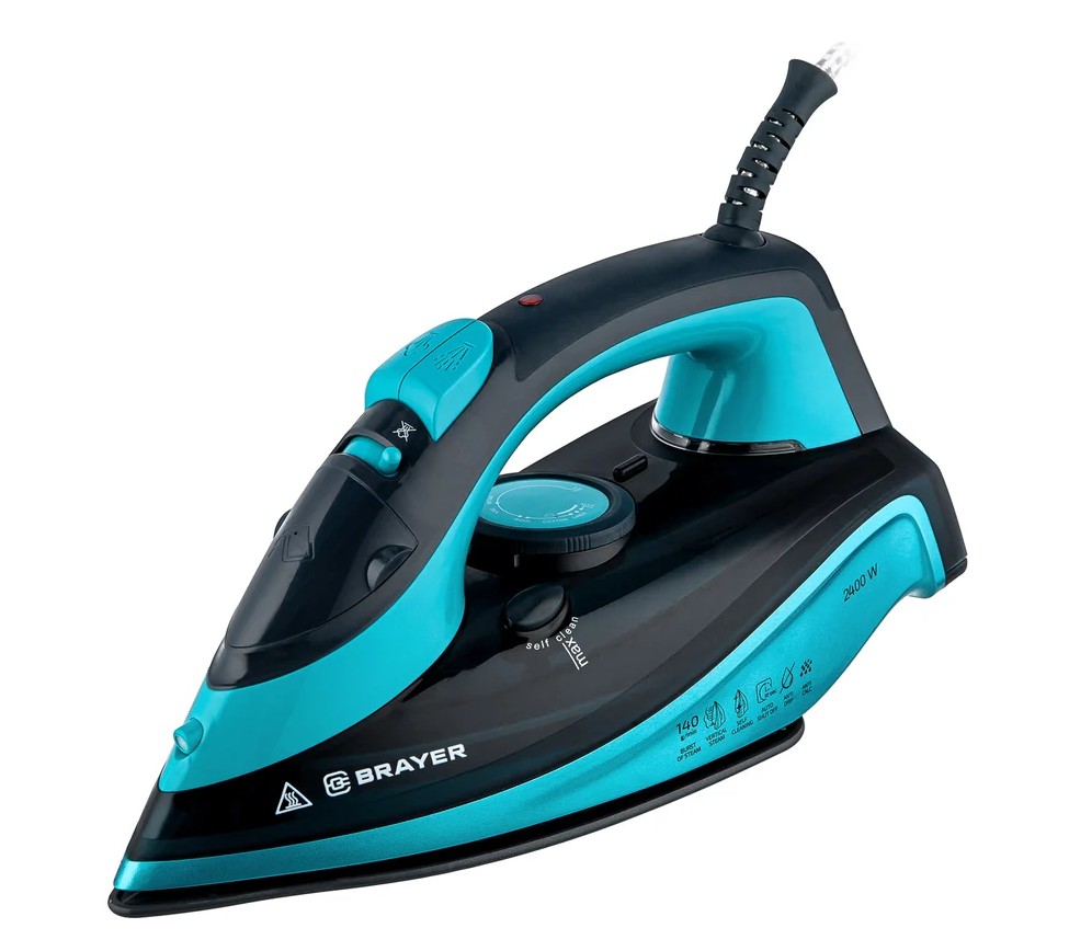 Утюг BRAYER 4019BR,2400 Вт, керамич, пар 140 г/мин, автооткл, 320 мл, верт отпарив.
