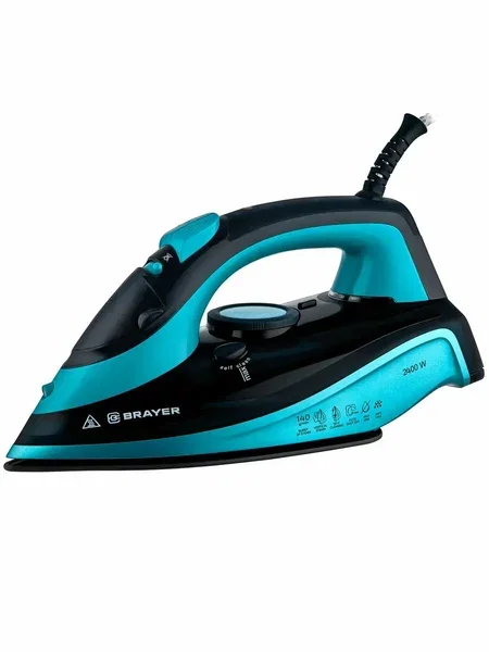 Утюг BRAYER 4019BR,2400 Вт, керамич, пар 140 г/мин, автооткл,  320 мл, верт отпарив.