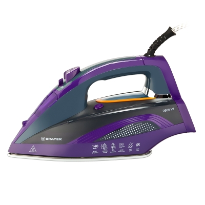Утюг BRAYER BR4001 (2600 Вт, керамич, автоотключ. Пар 140 г/м, One temp, антикапля)