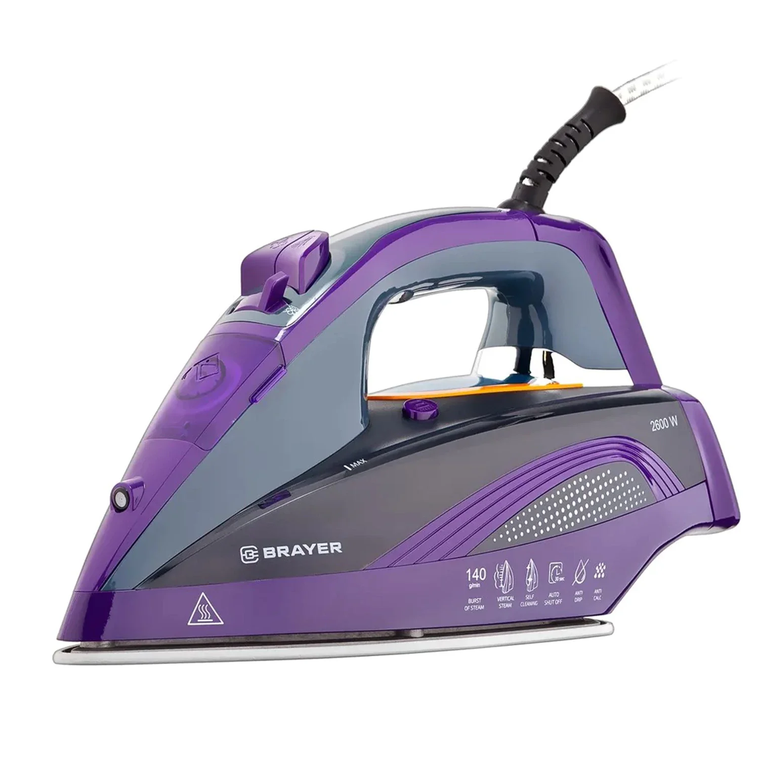 Утюг BRAYER BR4001 (2600 Вт, керамич, автоотключ. Пар 140 г/м, One temp, антикапля)