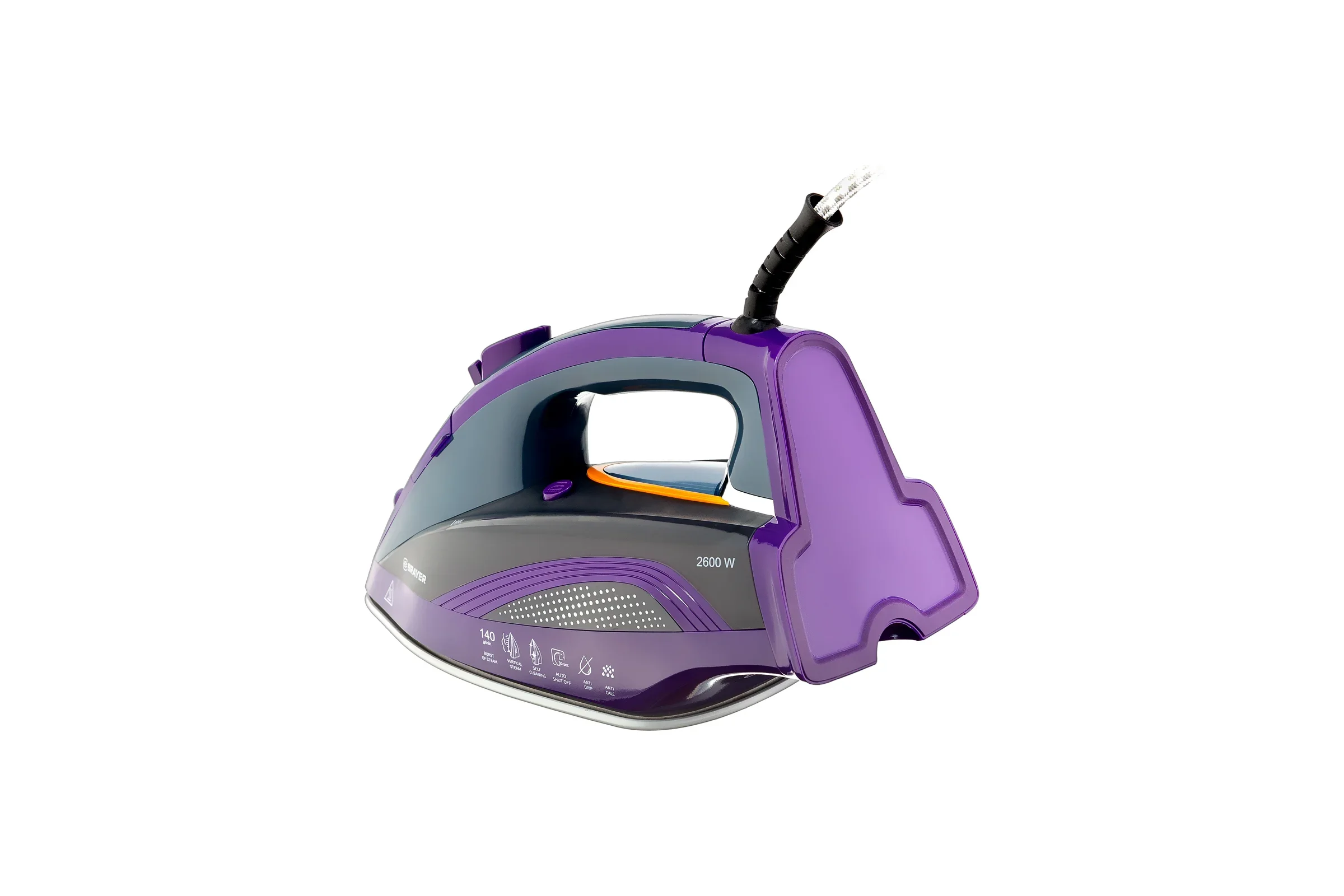 Утюг BRAYER BR4001 (2600 Вт, керамич, автоотключ. Пар 140 г/м, One temp, антикапля)