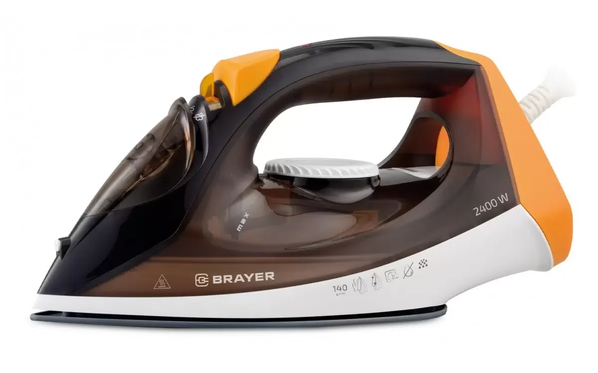 Утюг BRAYER BR4003GY (2400 Вт, керамич, пар 140 г/мин, антикапля, разбрызг, 330 мл, самоотчистк)