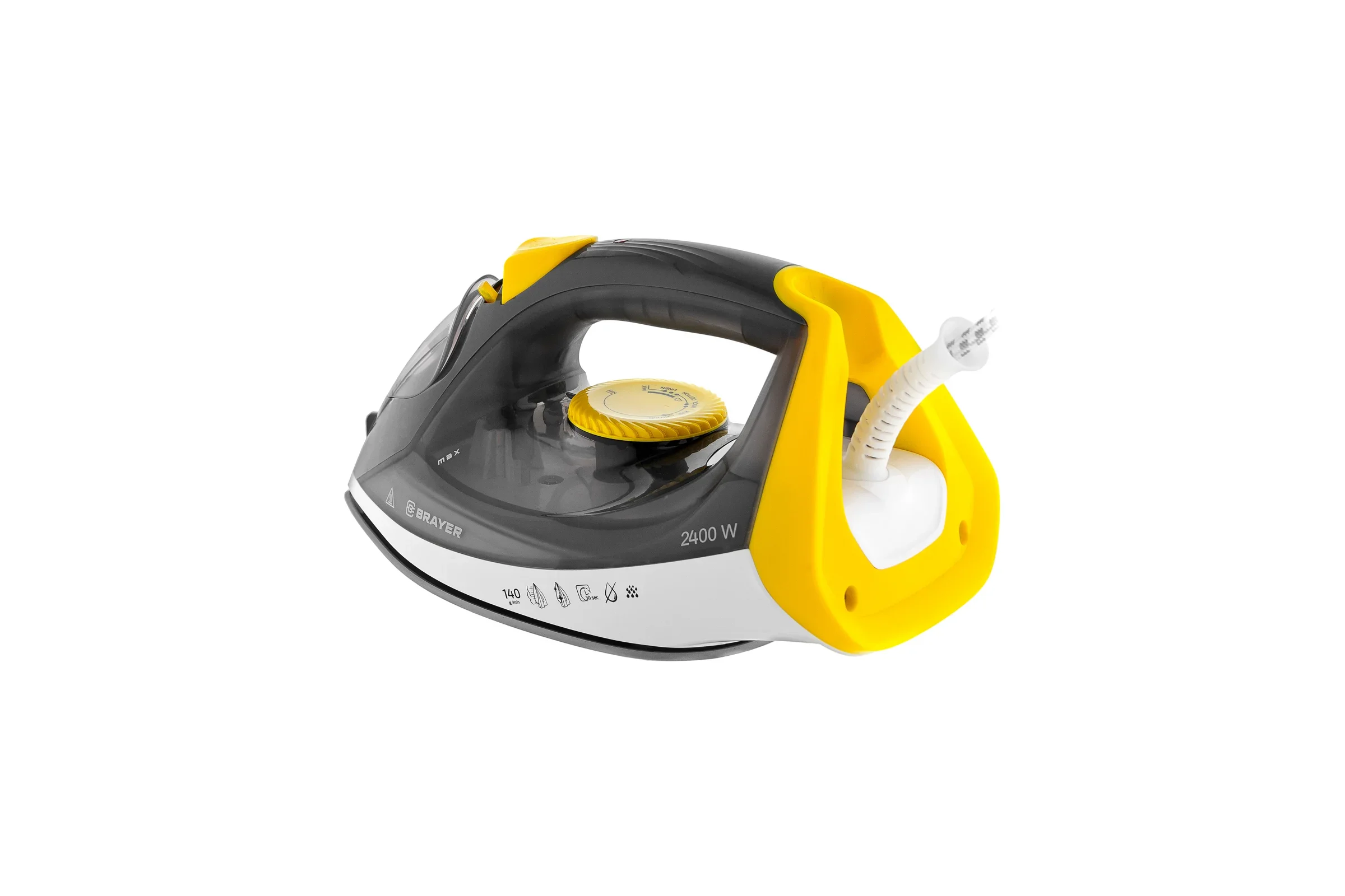 Утюг BRAYER BR4003GY (2400 Вт, керамич, пар 140 г/мин, антикапля, разбрызг, 330 мл, самоотчистк)