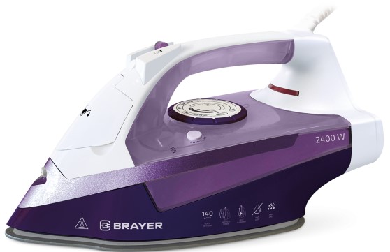 Утюг BRAYER BR4004, 2400 Вт, 280 мл, 140 г/мин, керам.подошва, антикап, разбрызг, самоотчис