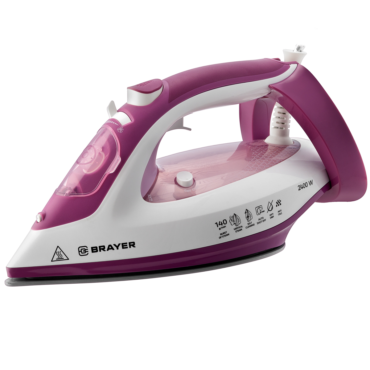 Утюг BRAYER BR4006 ,2400 Вт, 280 мл, пар. удар140 г/мин, керам.подошва, антикап, разбрызг.
