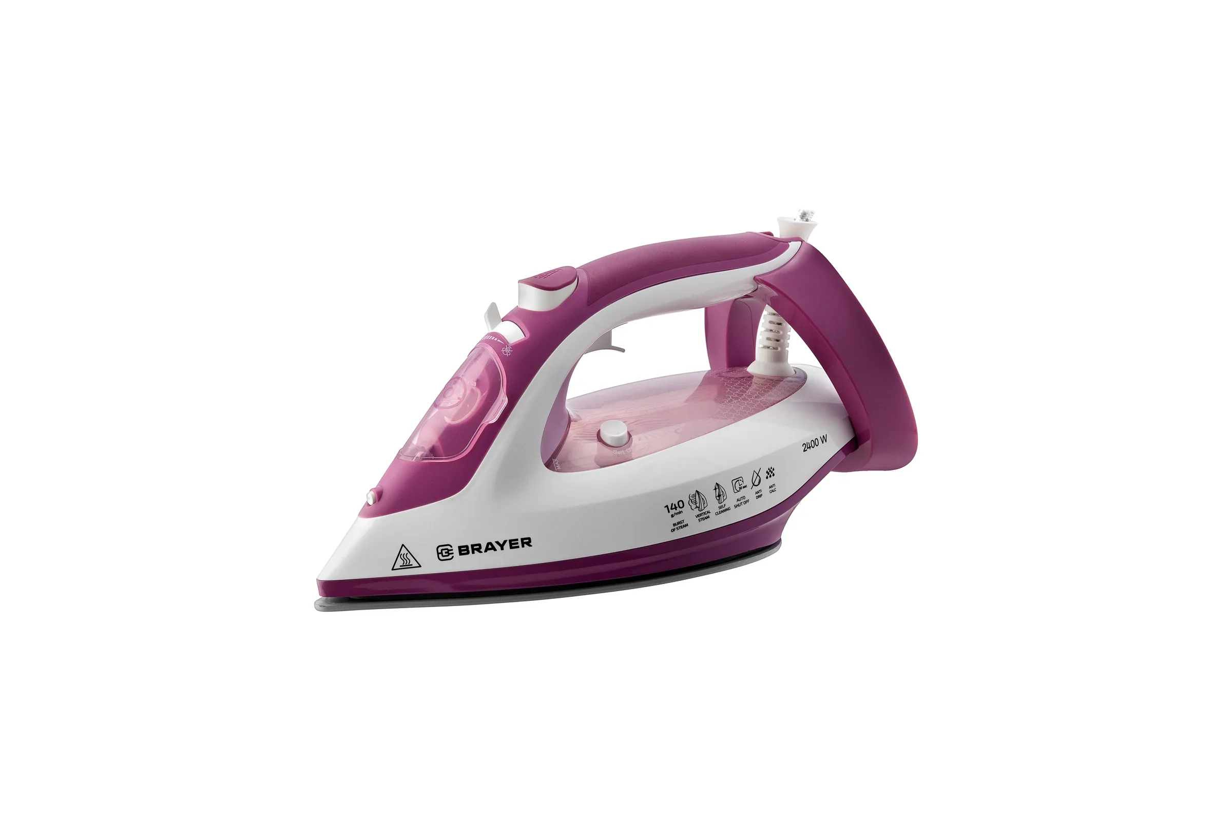 Утюг BRAYER BR4006 ,2400 Вт, 280 мл, пар. удар140 г/мин, керам.подошва, антикап, разбрызг.