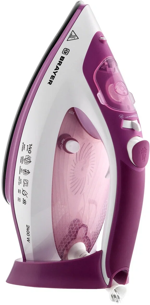Утюг BRAYER BR4006 ,2400 Вт, 280 мл, пар. удар140 г/мин, керам.подошва, антикап, разбрызг.