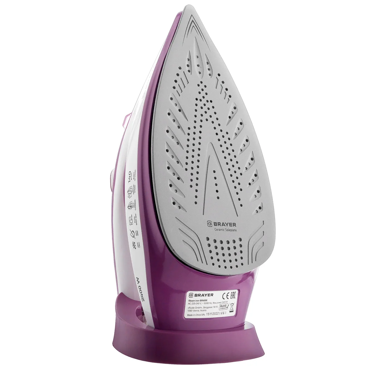 Утюг BRAYER BR4006 ,2400 Вт, 280 мл, пар. удар140 г/мин, керам.подошва, антикап, разбрызг.