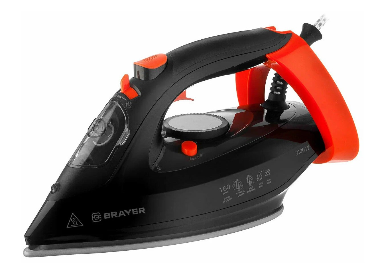 Утюг BRAYER BR4007, паровой 3100 Вт, 265 мл, пар160г/мин, керам.подошва, антикап, разбрыз, самоотчис
