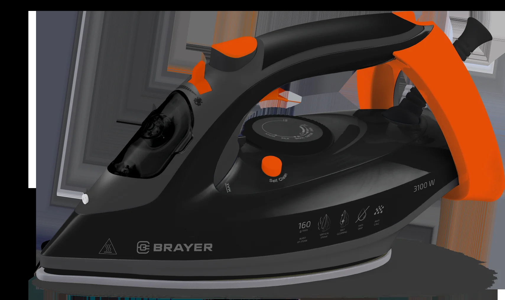 Утюг BRAYER BR4007, паровой 3100 Вт, 265 мл, пар160г/мин, керам.подошва, антикап, разбрыз, самоотчис