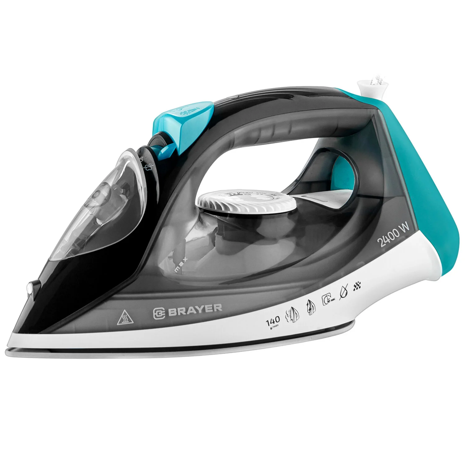 Утюг BRAYER BR4008 2400 Вт, керамич, пар 140 г/мин, антикапля, разбрызг, 330 мл, верт отпарив.