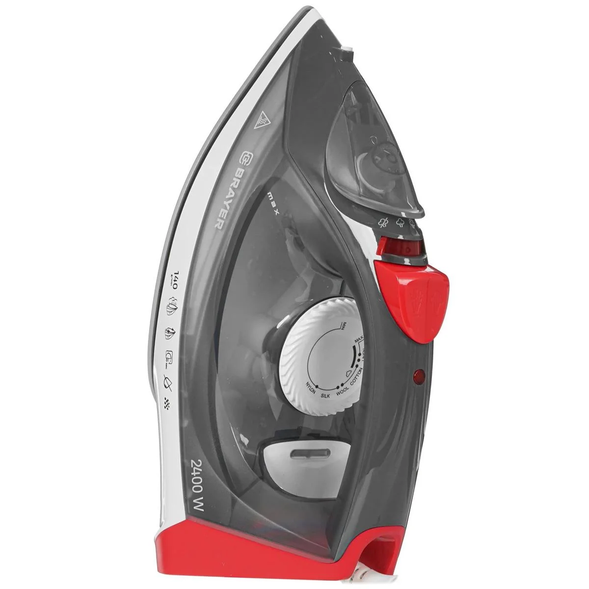 Утюг BRAYER BR4011, 2400 Вт, керамич, пар 140 г/мин, антикапля, разбрызг, 330 мл, верт отпарив.