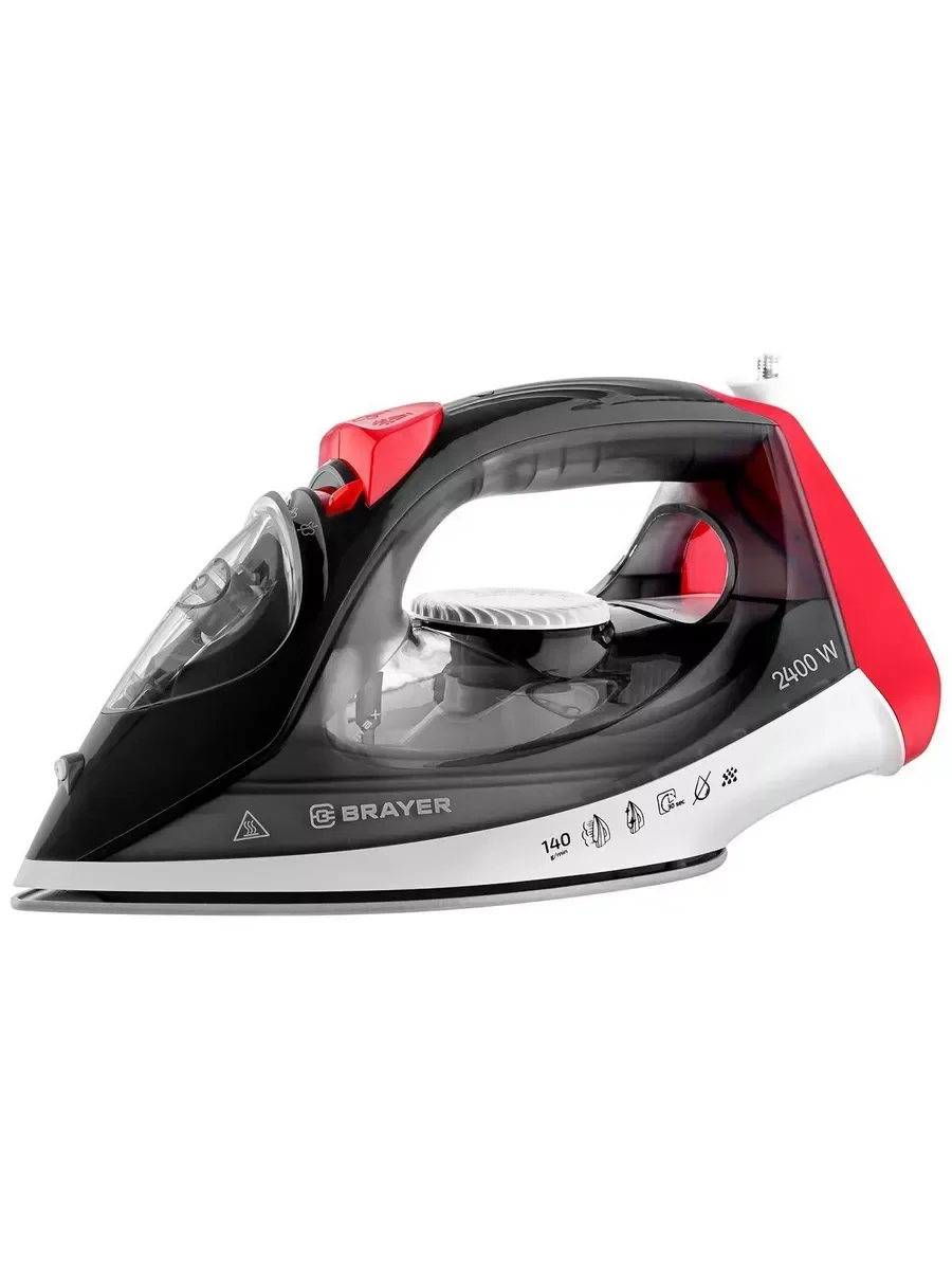 Утюг BRAYER BR4011, 2400 Вт, керамич, пар 140 г/мин, антикапля, разбрызг, 330 мл, верт отпарив.