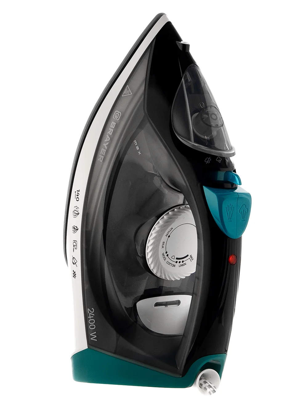 Утюг BRAYER BR4011, 2400 Вт, керамич, пар 140 г/мин, антикапля, разбрызг, 330 мл, верт отпарив.