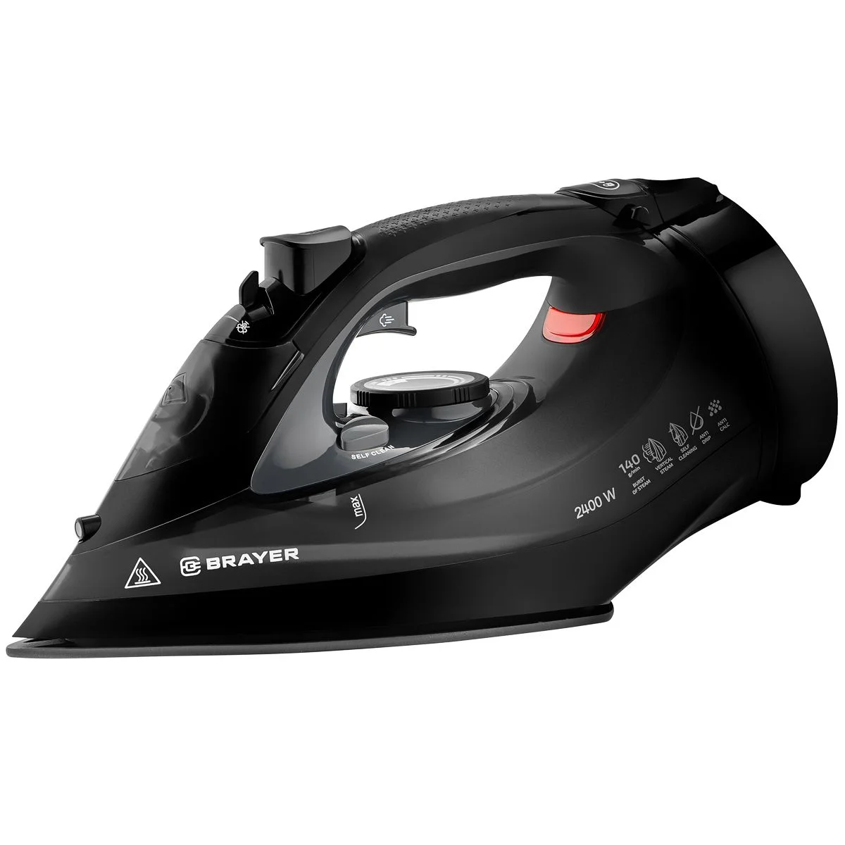 Утюг BRAYER BR4015, 2400 Вт, керамич, пар 140 г/мин, антикапля, беспровод, 300 мл, верт отпарив.