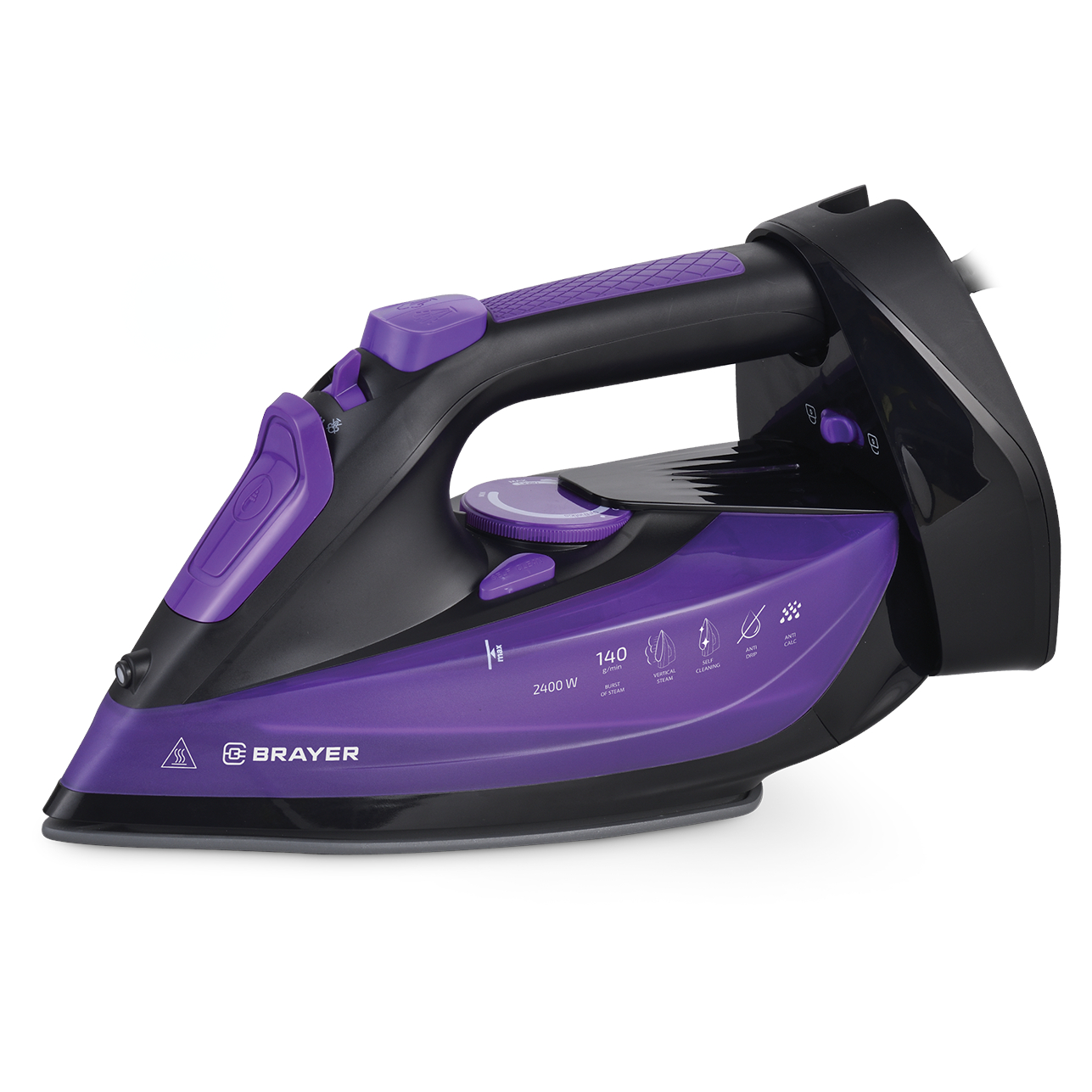 Утюг BRAYER BR4016 2400 Вт, керамич, пар 140 г/мин, антикапля, беспровод, 350 мл, верт отпарив.
