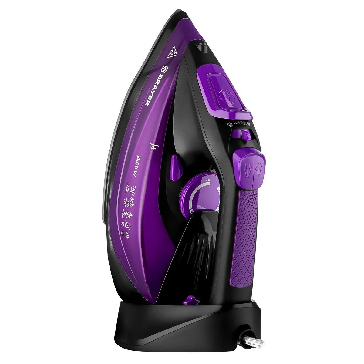 Утюг BRAYER BR4016 2400 Вт, керамич, пар 140 г/мин, антикапля, беспровод, 350 мл, верт отпарив.