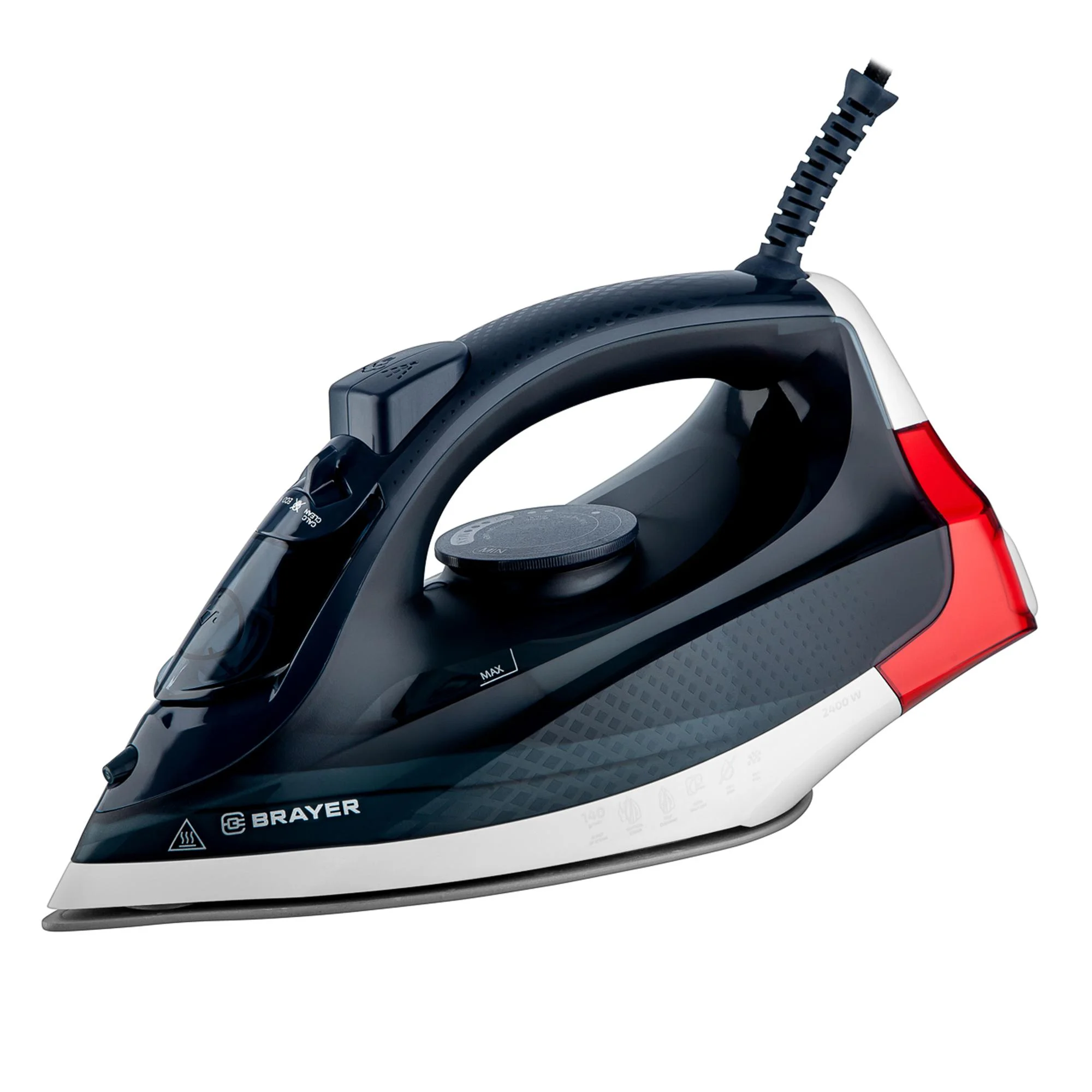 Утюг BRAYER BR4018, 2400 Вт, керамич, пар 140 г/мин, автооткл, 350 мл, верт отпарив.