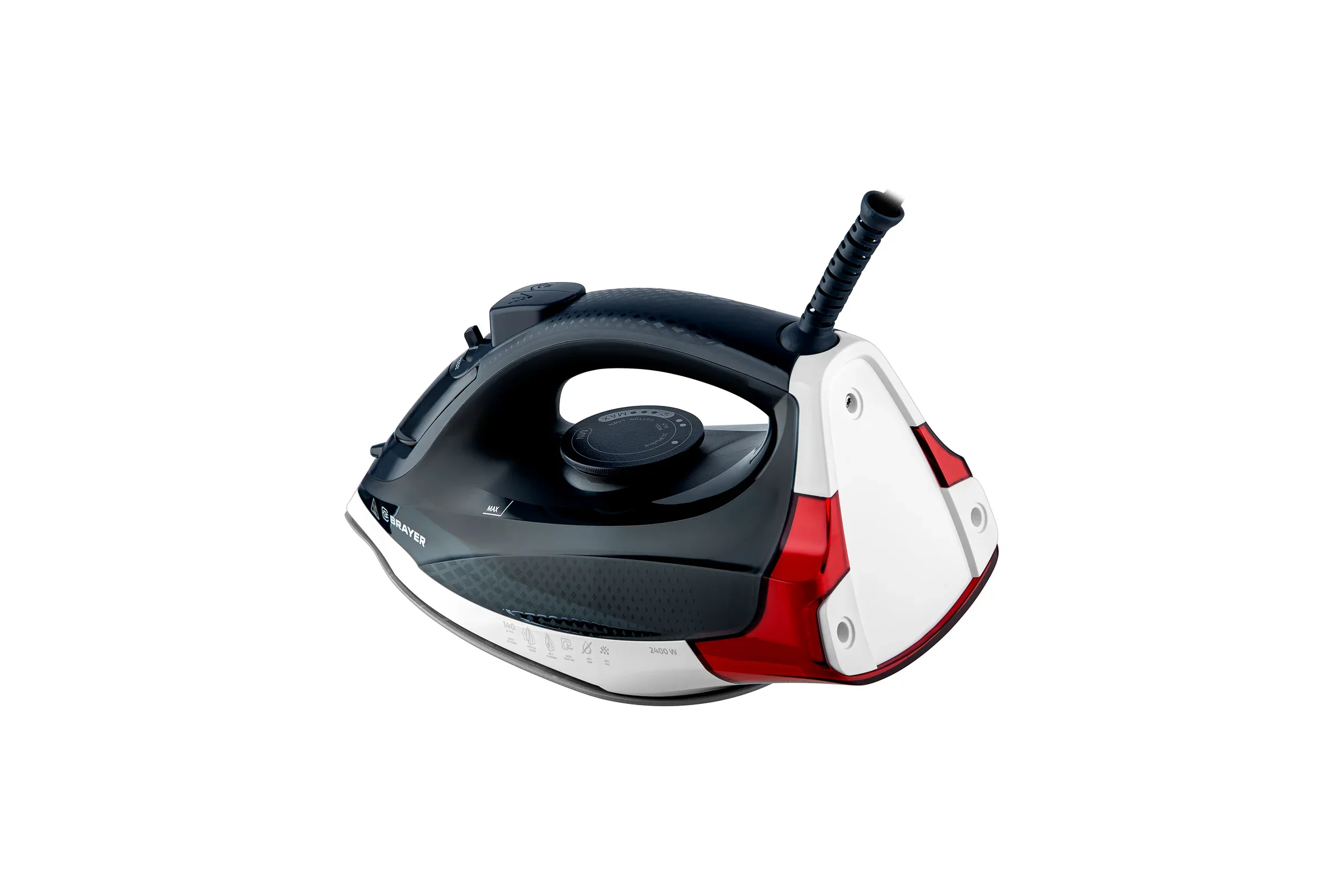Утюг BRAYER BR4018, 2400 Вт, керамич, пар 140 г/мин, автооткл, 350 мл, верт отпарив.