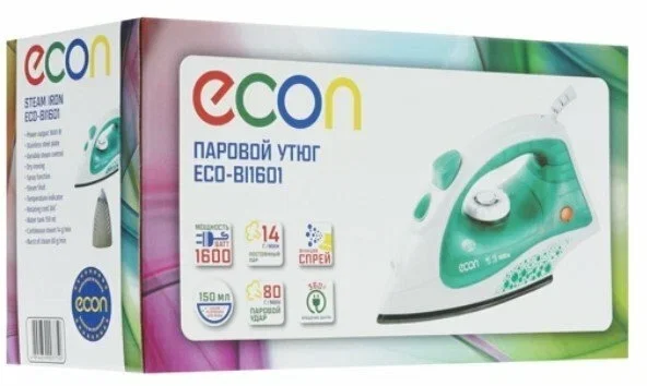 Утюг econ ECO-BI1601 (1600Вт, паровой удар, нерж, 150 мл)