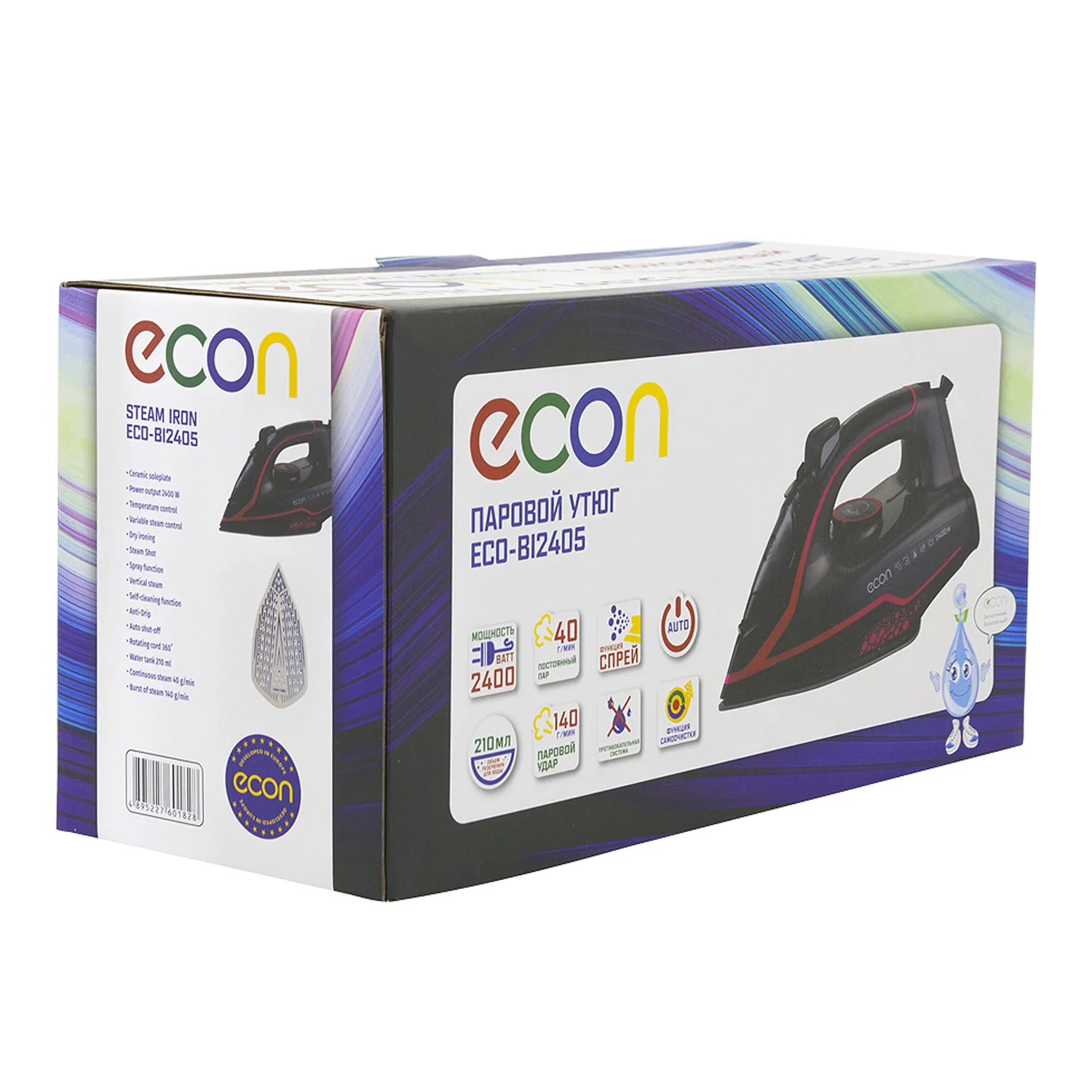 Утюг ECON ECO-BI2405 2400 Вт, керамика, резервуар 210 л)