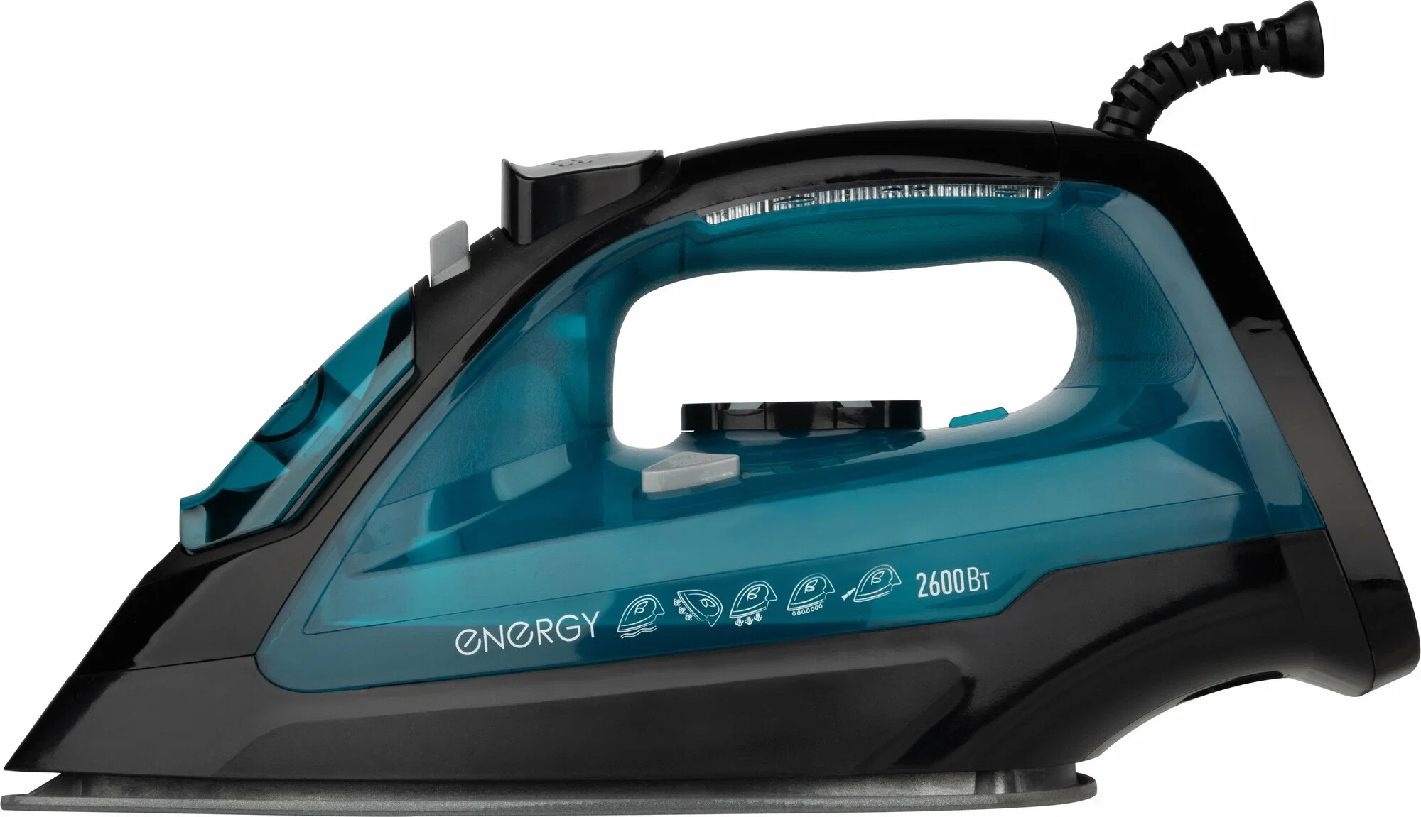 Утюг Energy EN-348 черно-бирюзовый  (2600Вт, пар, спрей, пар.удар, самооч., керамич. подошва)