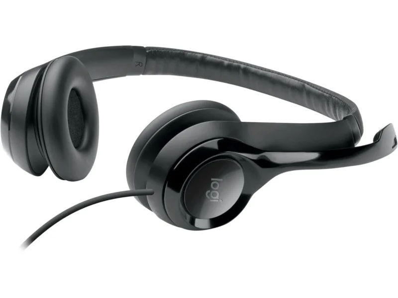 Logitech Гарнитура H390 Headset, накладные, микрофон поворотный, регулятор громкости, USB, 1.9 м, чёрный.