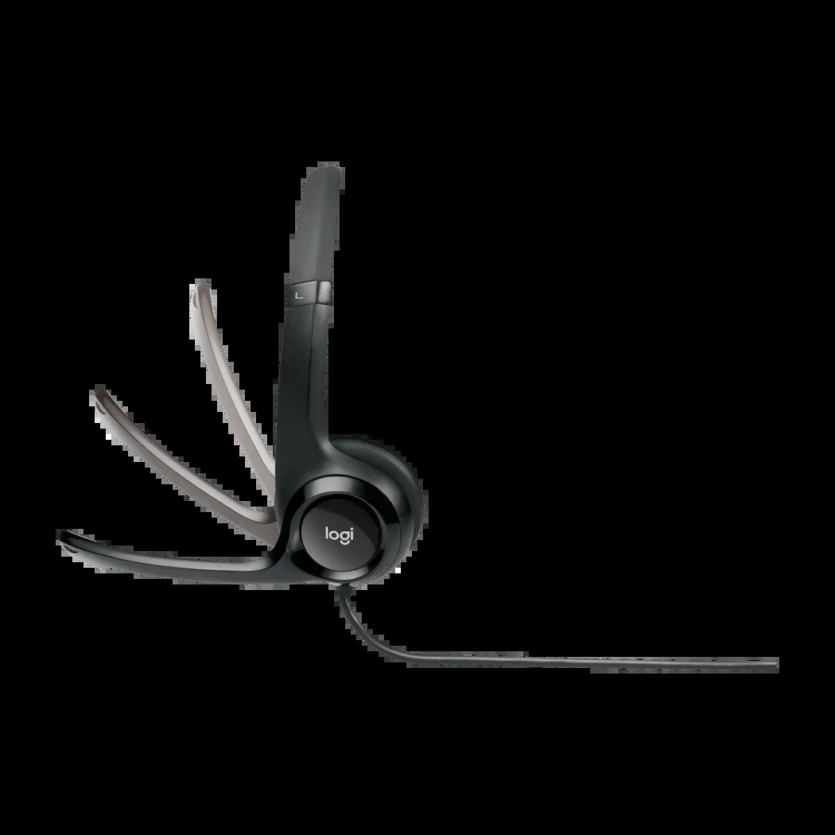Logitech Гарнитура H390 Headset, накладные, микрофон поворотный, регулятор громкости, USB, 1.9 м, чёрный.