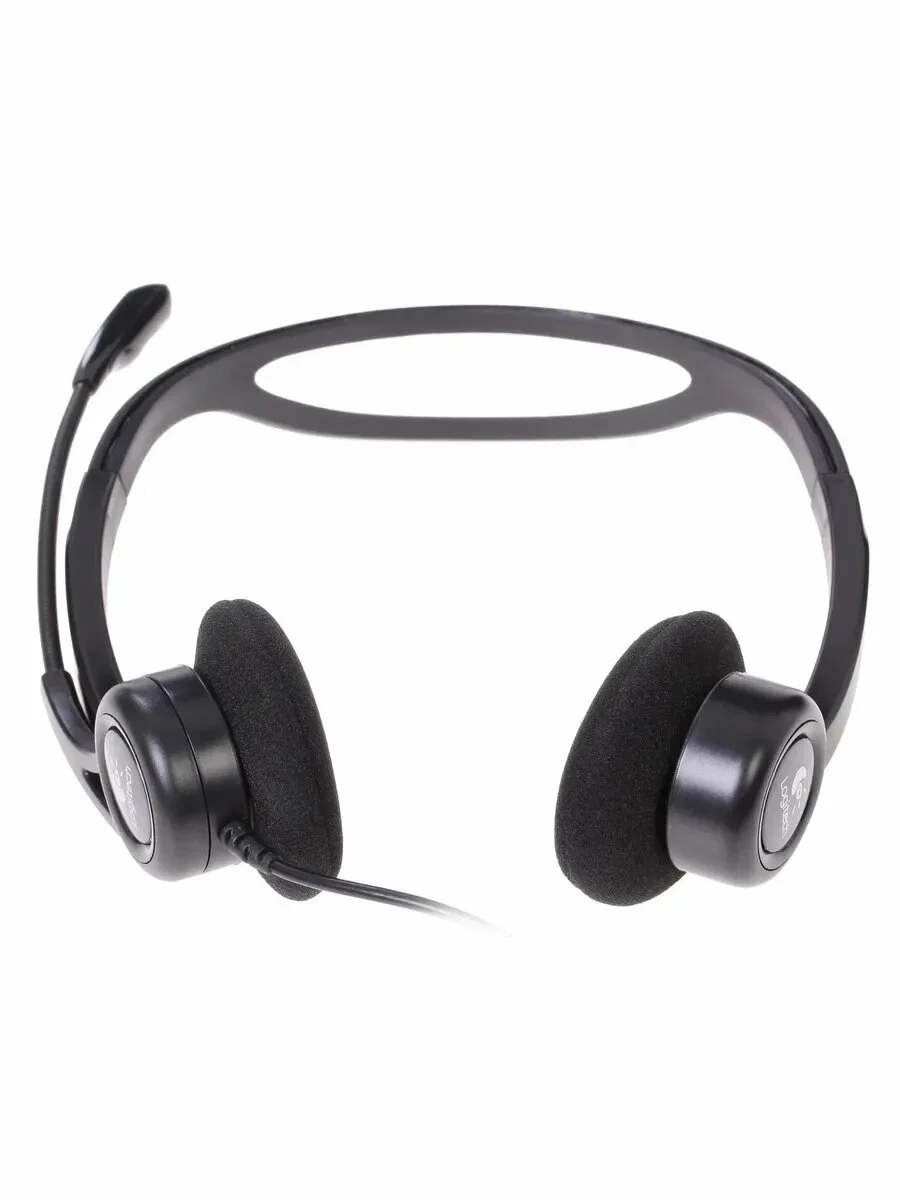 Logitech Гарнитура PC960 Headset, для контактных центров, регулятор громкости, выкл. микрофона, USB, 2.4 м, черный.