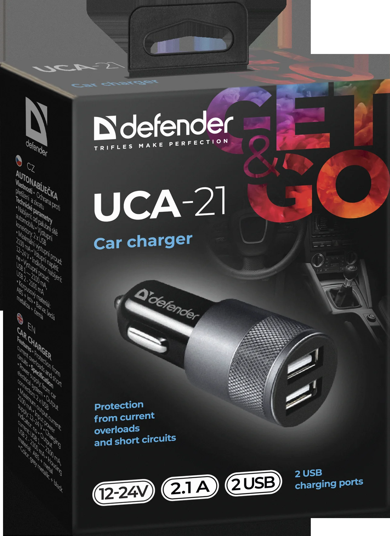 Defender Автомобильное ЗУ UCA-21 2USB, 5V/2.1A