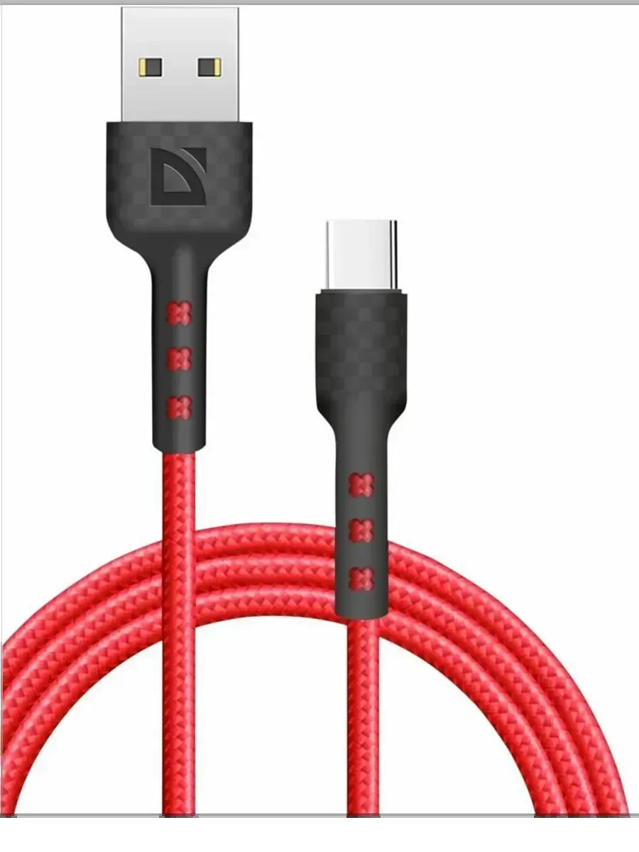 Defender Кабель F181, USB 2.0 (AM) - microUSB 2.0 (BM), 1метр, 2.4А, нейлоновая оплетка, красный.