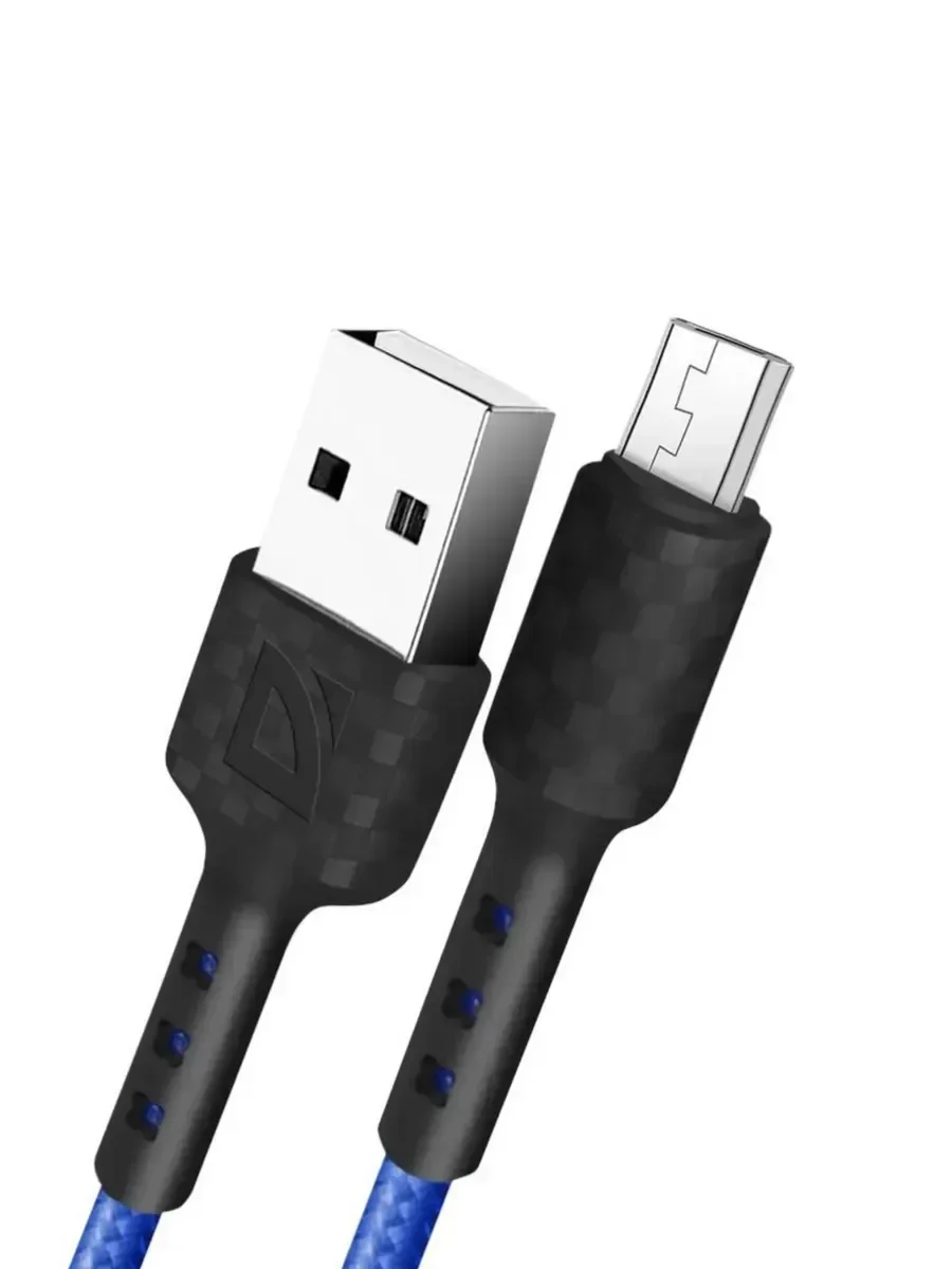 Defender Кабель F181, USB 2.0 (AM) - microUSB 2.0 (BM), 1метр, 2.4А, нейлоновая оплетка, синий.
