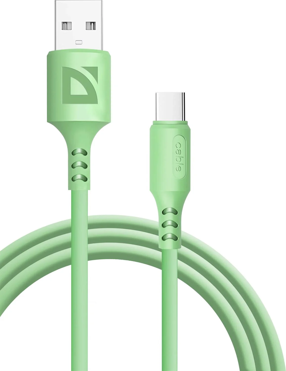 Defender Кабель F207, USB 2.0 (AM) - Type C, 1метр, 2.4А, силиконовая оплетка, зелёный.