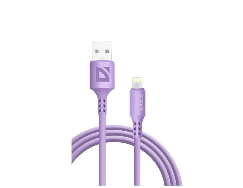 Defender Кабель F207, USB 2.0 (AM) - Type C, 1метр, 2.4А, силиконовая оплетка, фиолетовый.