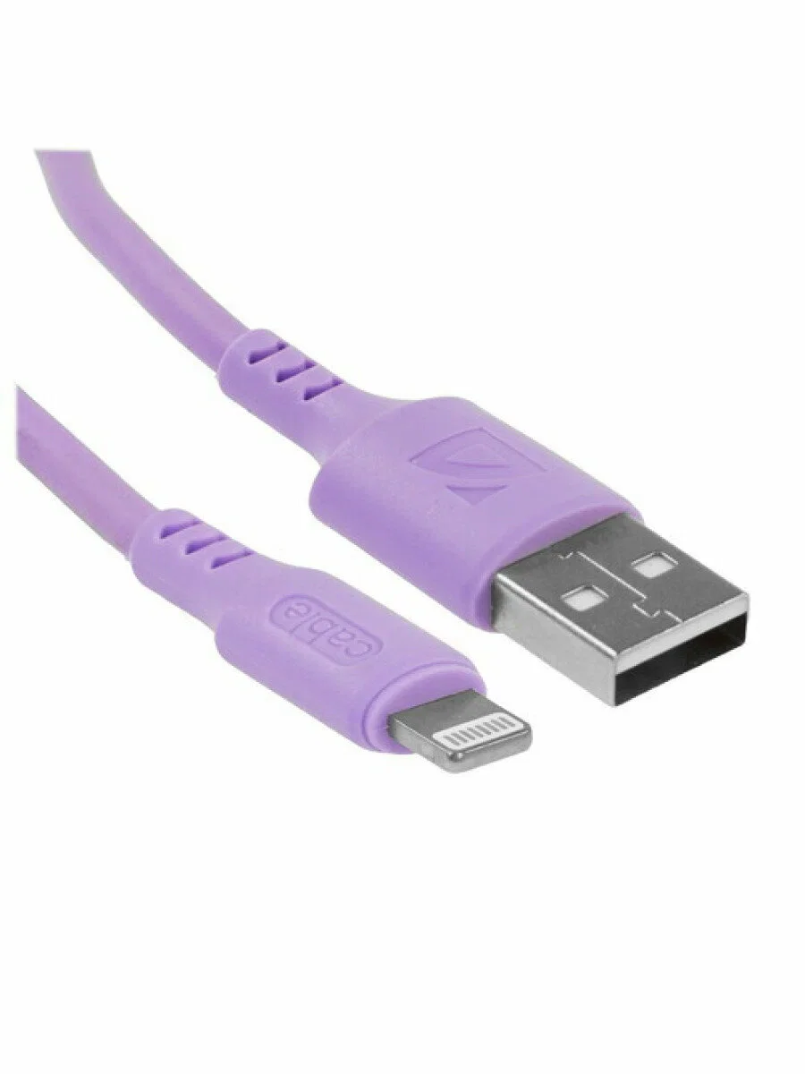 Defender Кабель F207, USB 2.0 (AM) - Type C, 1метр, 2.4А, силиконовая оплетка, фиолетовый.