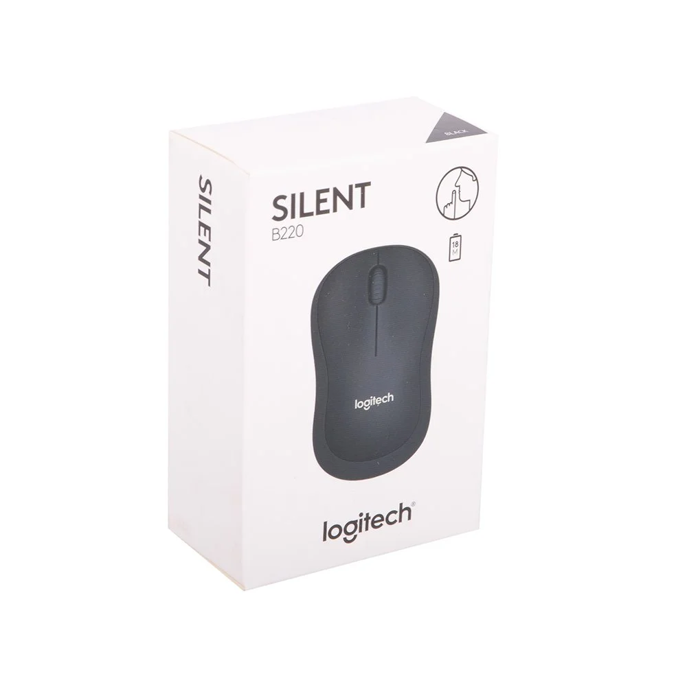 Мышь беспроводная Logitech B220 Silent черный, 1000 dpi, радиоканал, USB, кнопки - 3