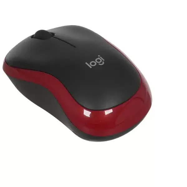 Мышь беспроводная Logitech M185, красный, 1000 dpi, радиоканал, USB, кнопки - 3