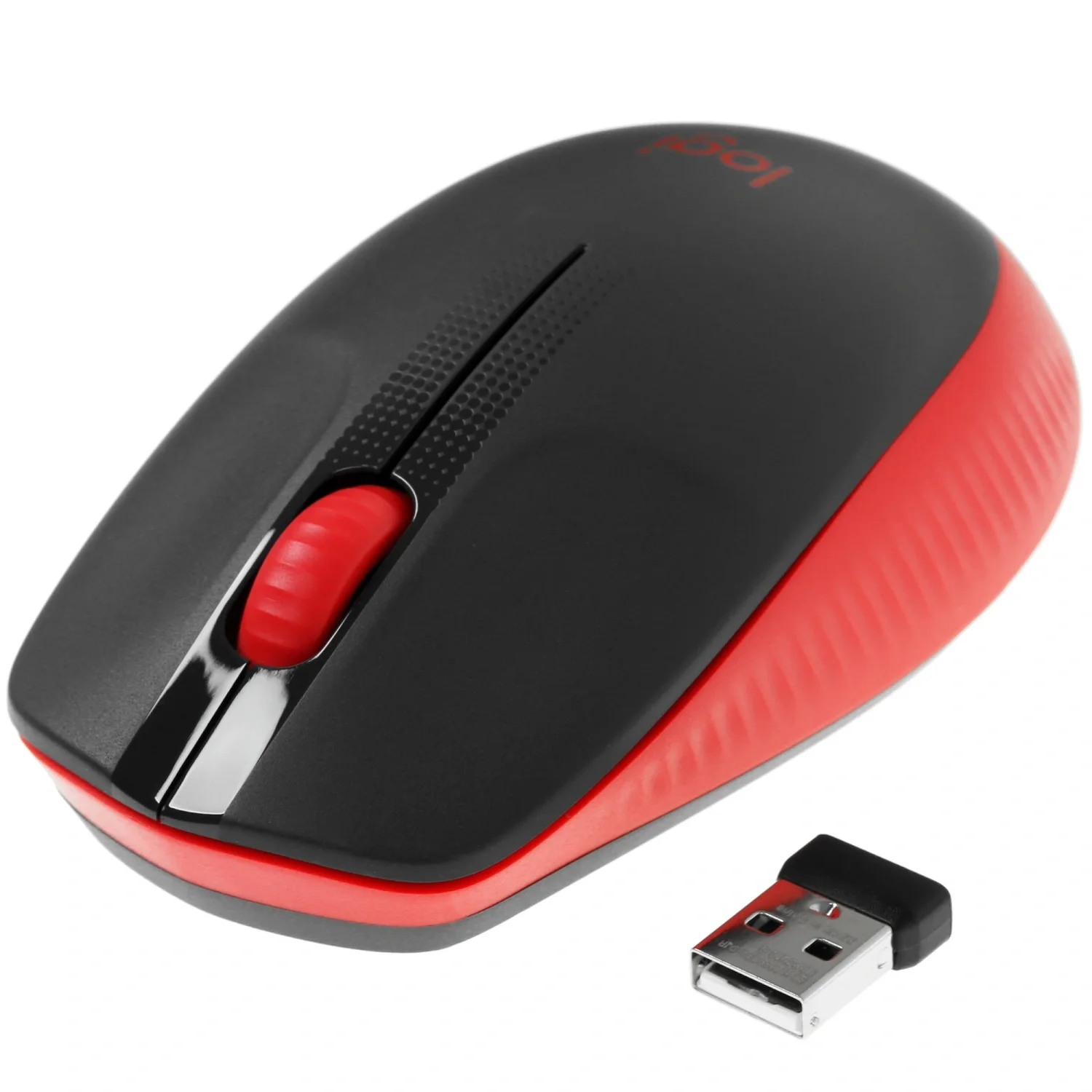 Мышь беспроводная Logitech M190 черный/красный, 1000 dpi, радиоканал, USB, кнопки - 3