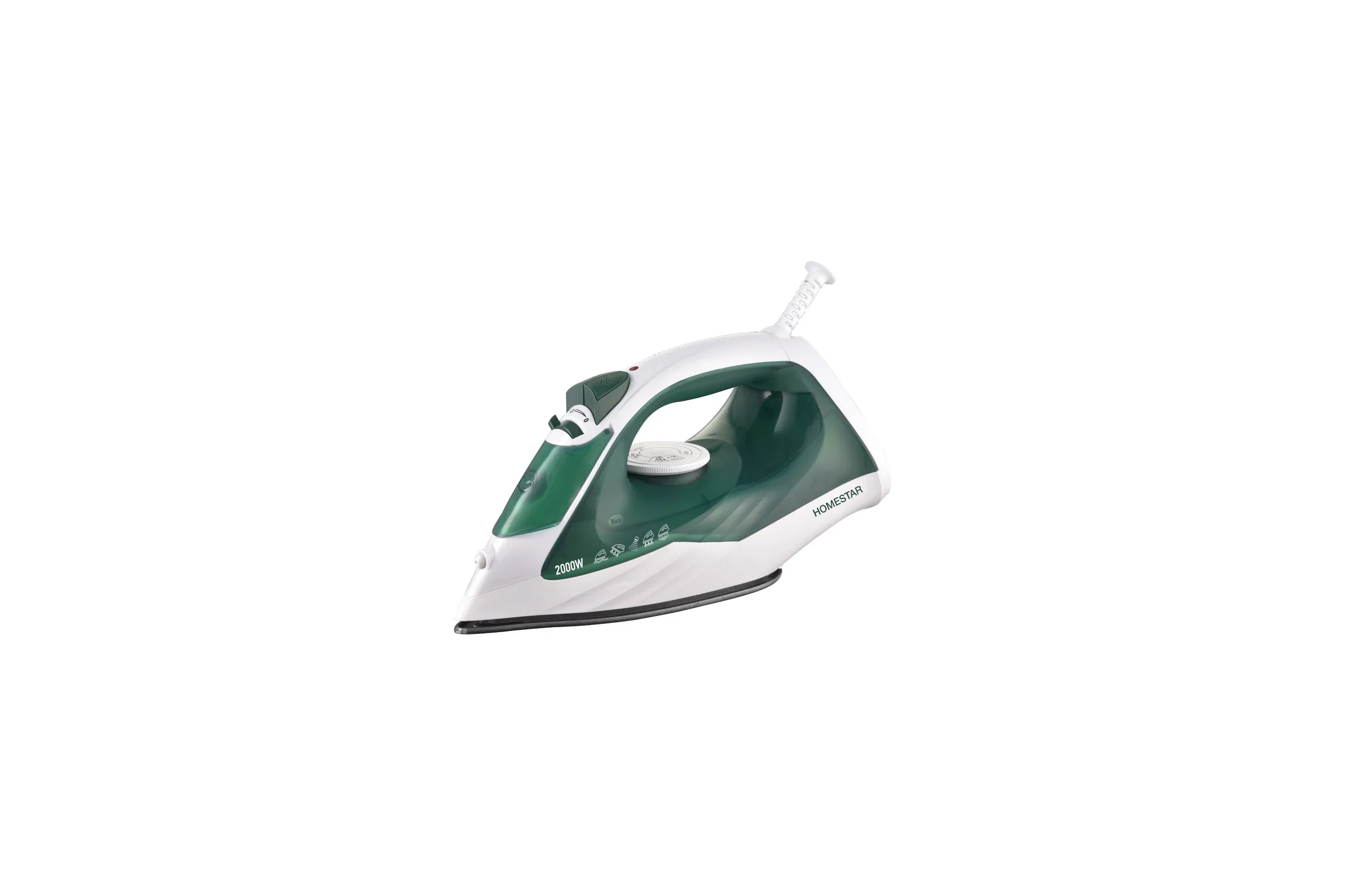 Утюг HomeStar HS-4008 бело-зеленый (2000Вт, пар, тефлоновая подошва, антинакипь)