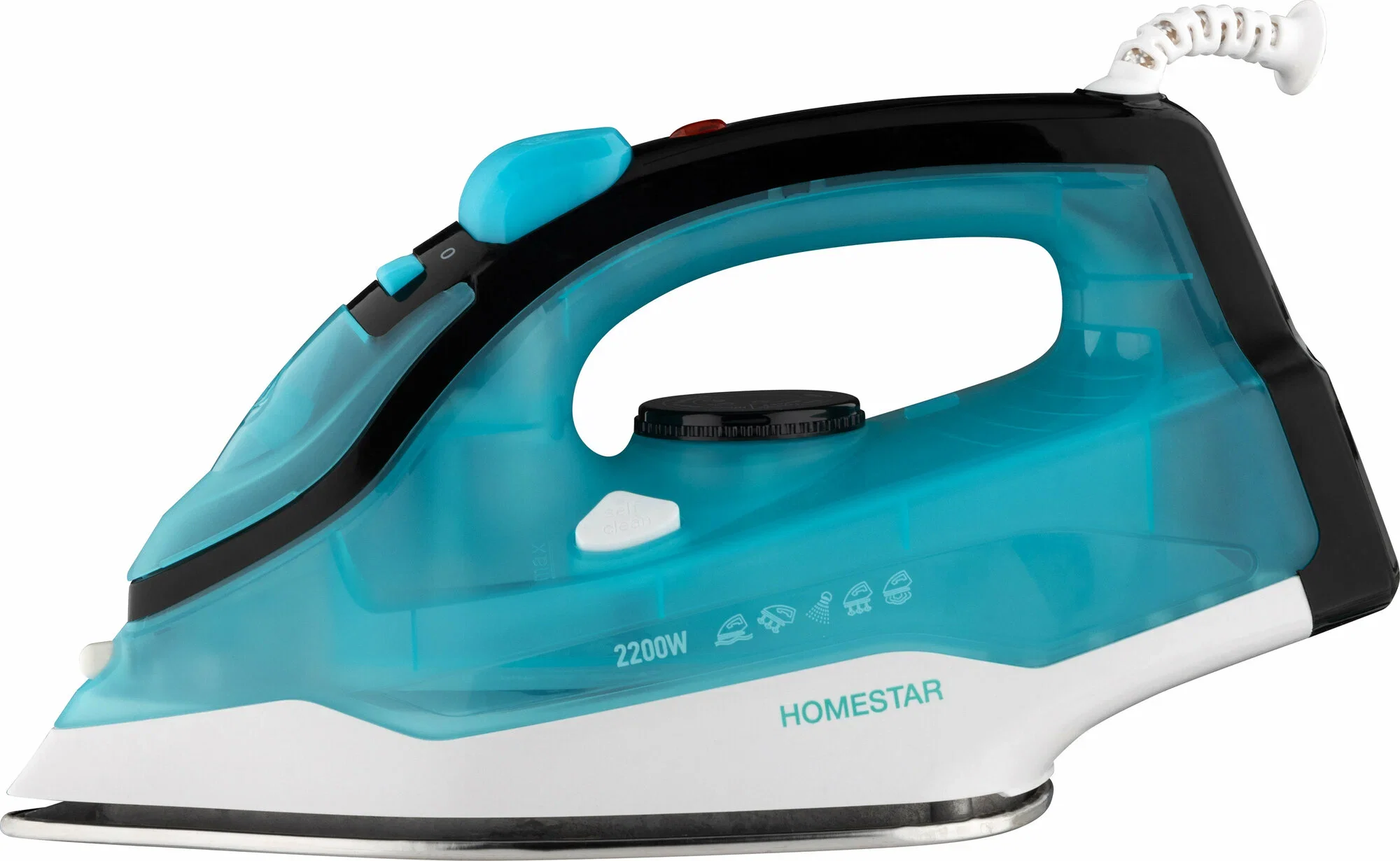 Утюг HomeStar HS-4011 бирюзовый  (2200Вт, пар, подошва нержавеющая сталь, антинакипь, капля стоп
