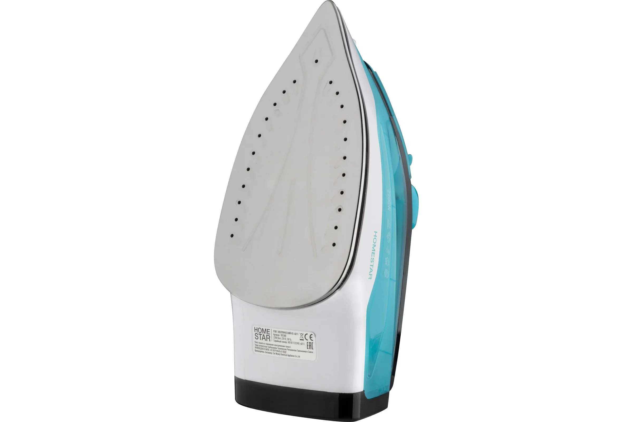 Утюг HomeStar HS-4011 бирюзовый  (2200Вт, пар, подошва нержавеющая сталь, антинакипь, капля стоп