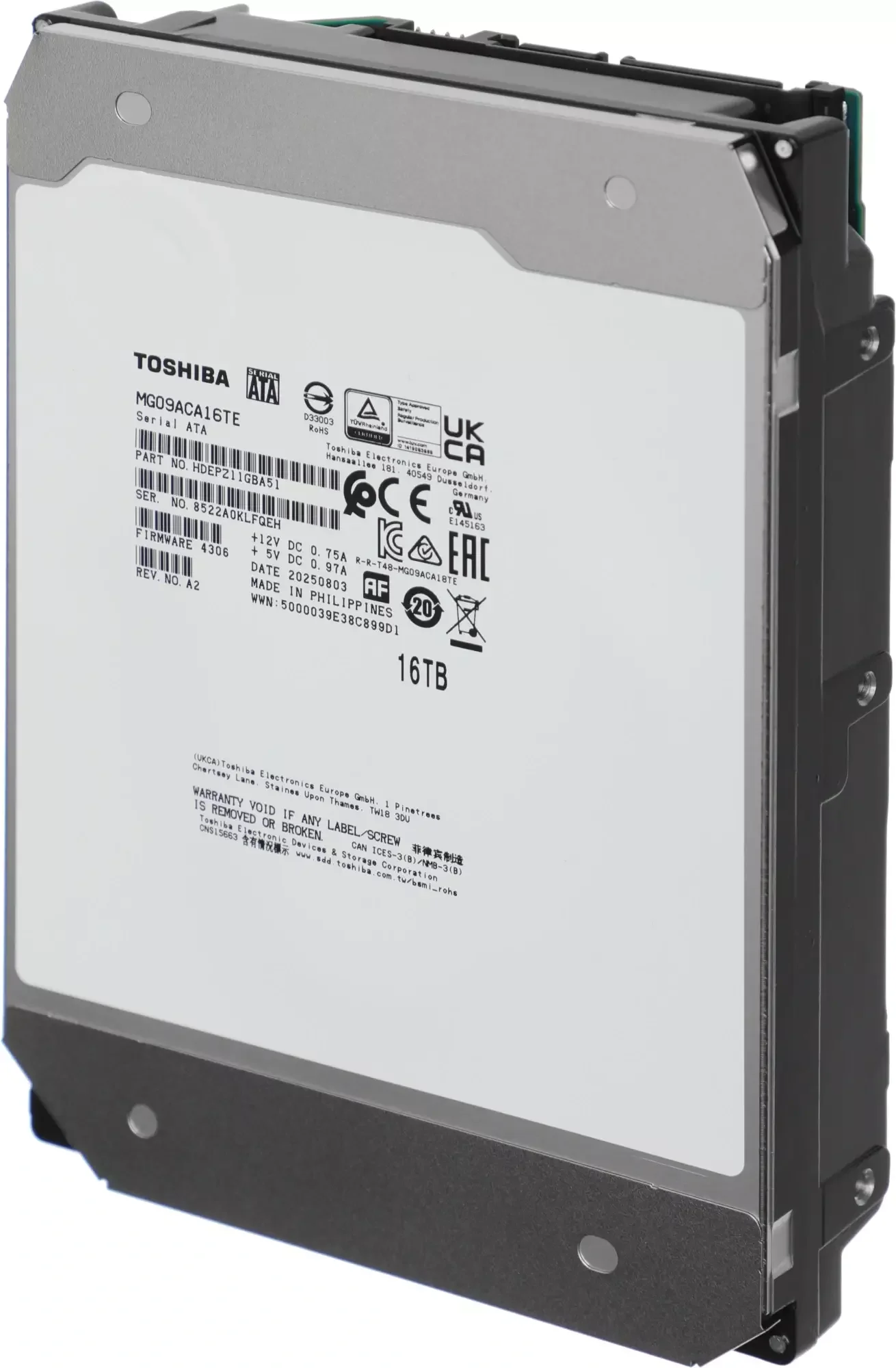 Жесткий диск Toshiba SAS 3.0 16TB MG09SCA16TE Server Enterprise Capacity 512E (7200rpm) 512Mb 3.5"
