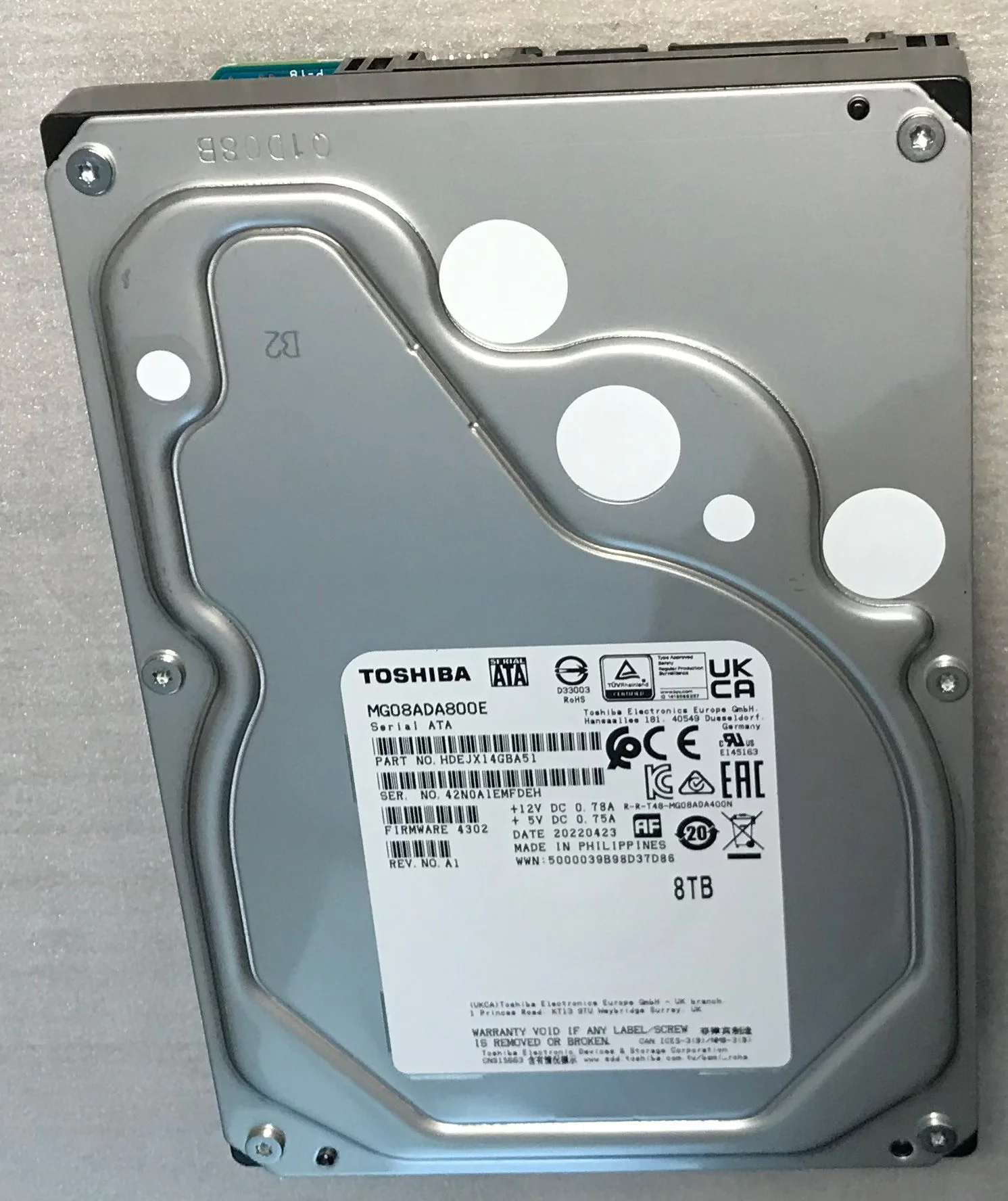 Жесткий диск Toshiba SAS 3.0 8Tb MG08SDA800E Enterprise Capacity (7200rpm) 256Mb 3.5"